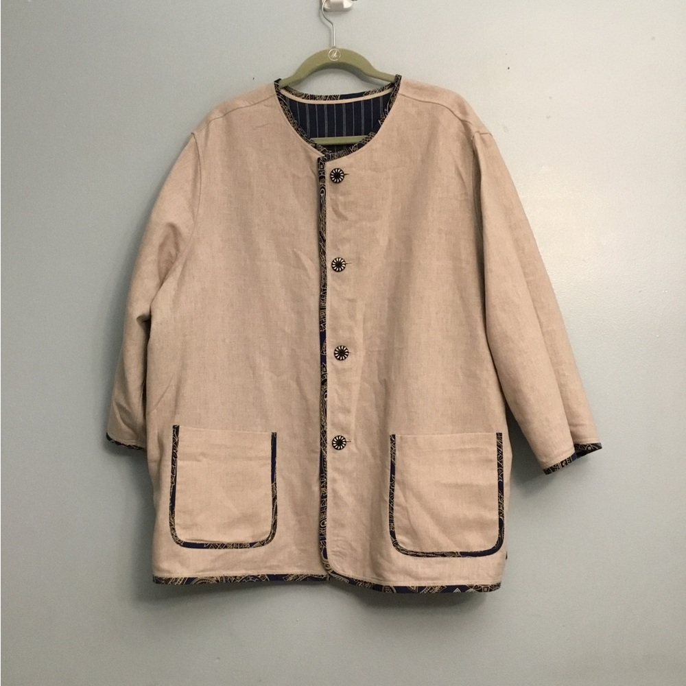 Navy Striped Jacket with Gold Accents - Picture 2 of 14